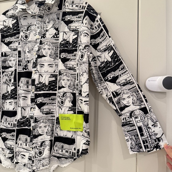 Zara x Ana Mushell Graphic Capsule Comic Print Shirt, Size S, Black & White - Picture 8 of 15